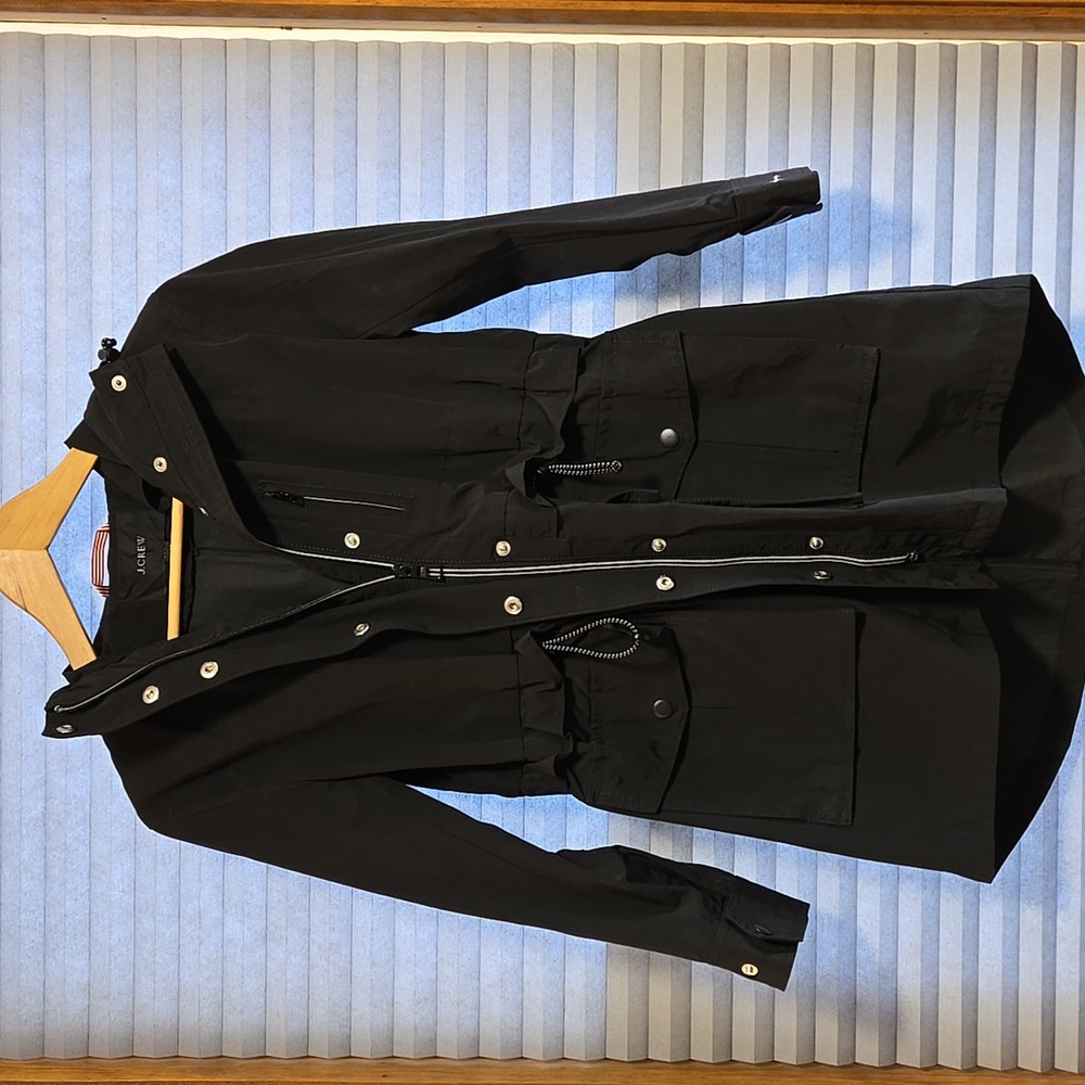 J. Crew Utility Rain Jacket in Black